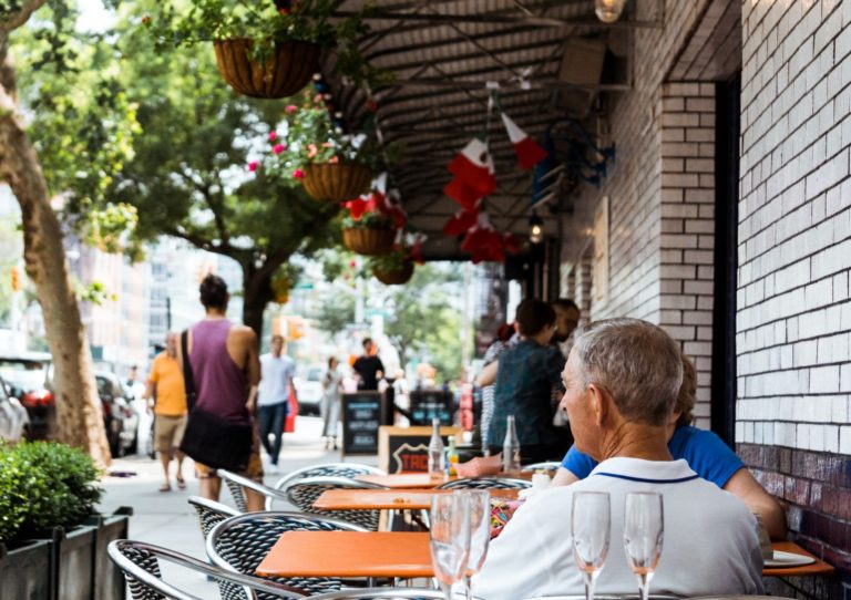 tip: no crowd sitting in outdoor cafe